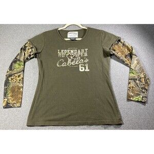 Field Duty Authentic Cabela's Outfitter GREEN CAMO Long Sleeve Shirt Sz L